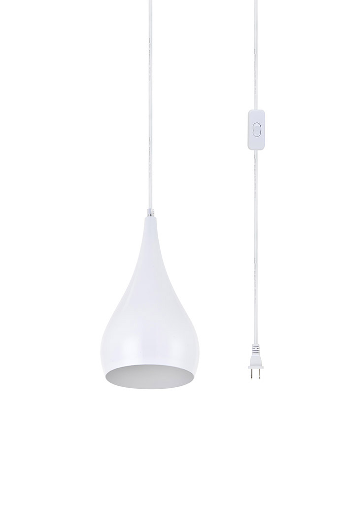 Elegant Nora 1 Light Plug-In Pendant - White (LDPG2001WH)