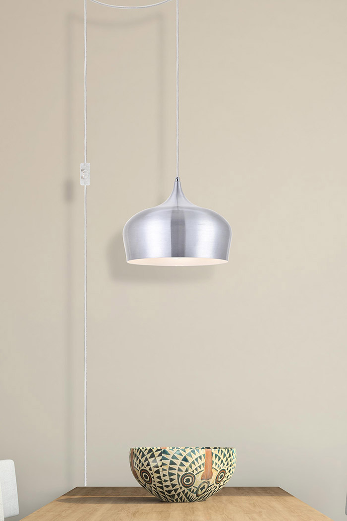 Elegant Nora 1 Light Plug-In Pendant - Burnished Nickel (LDPG2003BN)