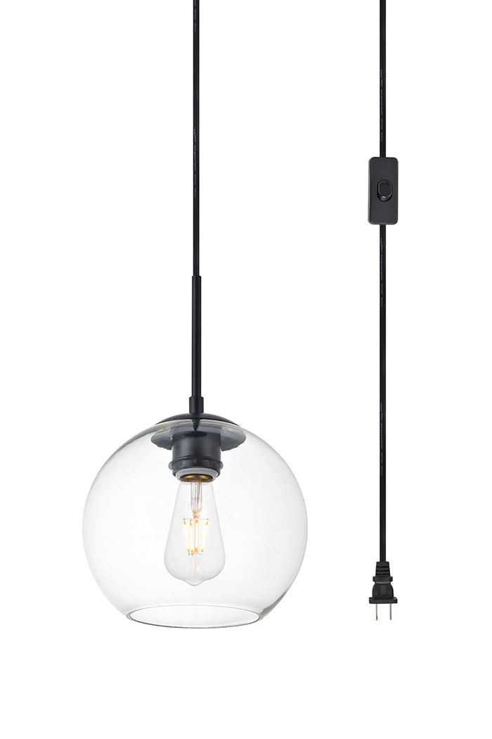 Elegant Baxter 1 Light Plug-In Pendant - Black, L 8" (LDPG2206BK)