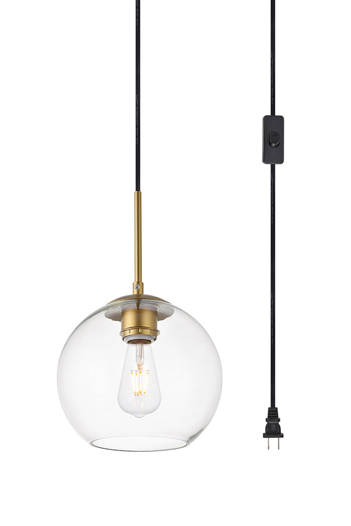 Elegant Baxter 1 Light Plug-In Pendant - Brass, L 8" (LDPG2206BR)