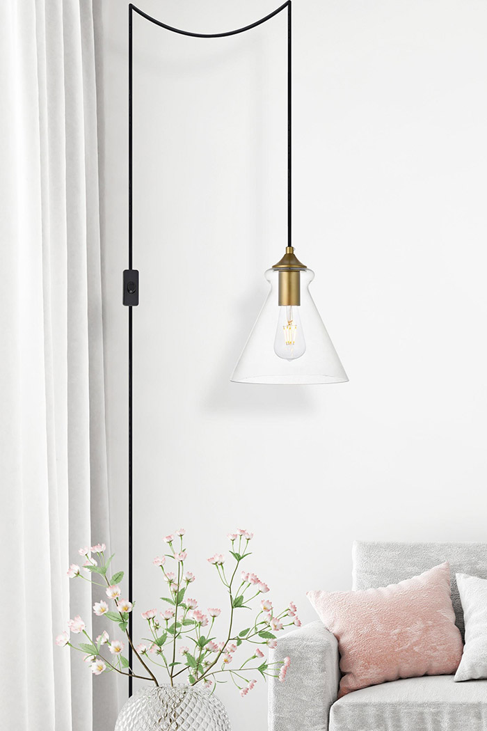 Elegant Destry 1 Light Plug-In Pendant - Brass (LDPG2244BR)