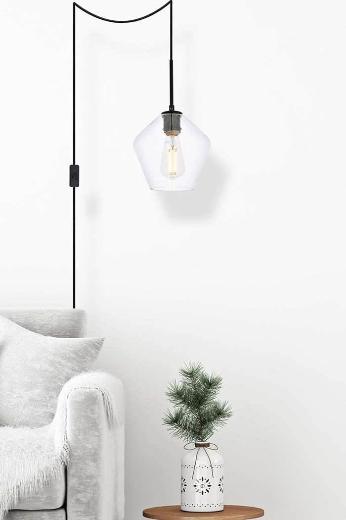 Elegant Gene 1 Light Plug-In Pendant - Black (LDPG2256BK)