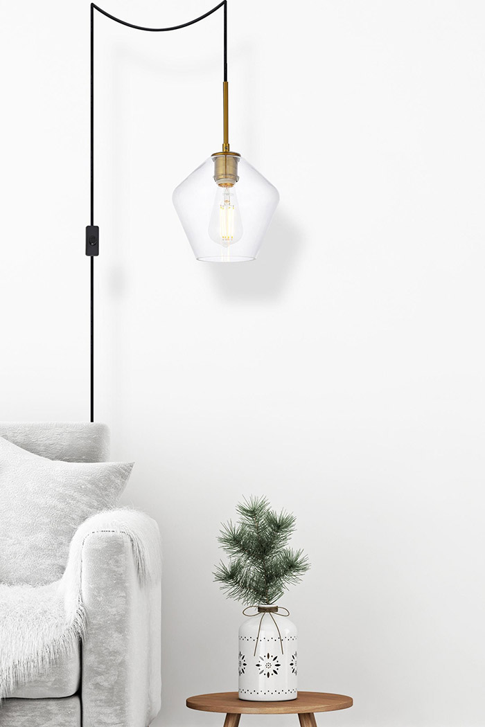 Elegant Gene 1 Light Plug-In Pendant - Brass (LDPG2256BR)