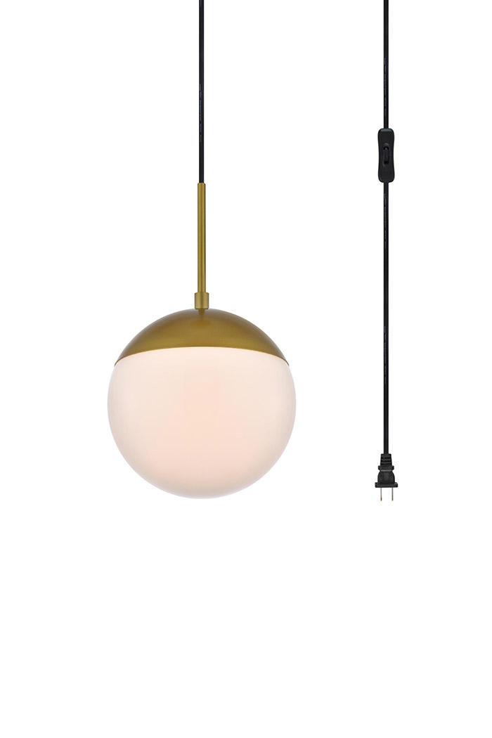 Elegant Eclipse 1 Light Plug - Brass/Glass Matte, L 8" (LDPG6030BR)