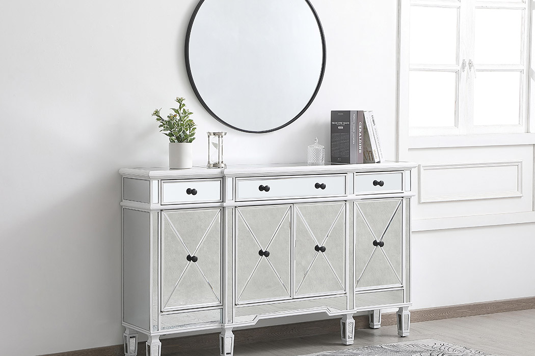 Elegant 60" Mirrored Credenza - White (MF6-1001AW)