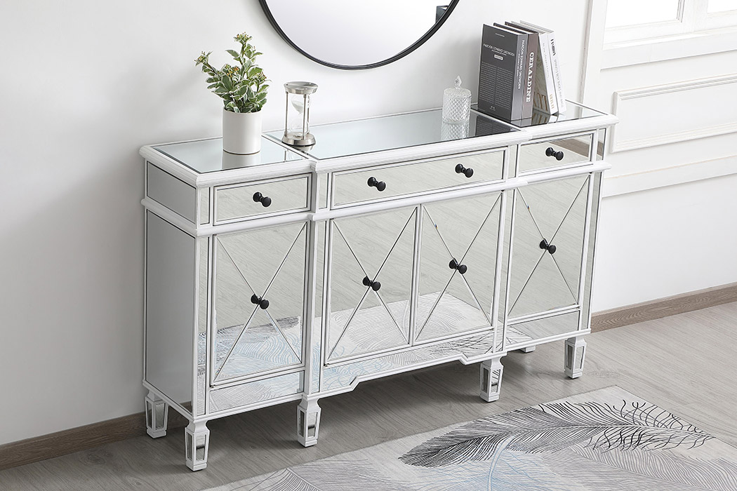 Elegant 60" Mirrored Credenza - White (MF6-1001AW)