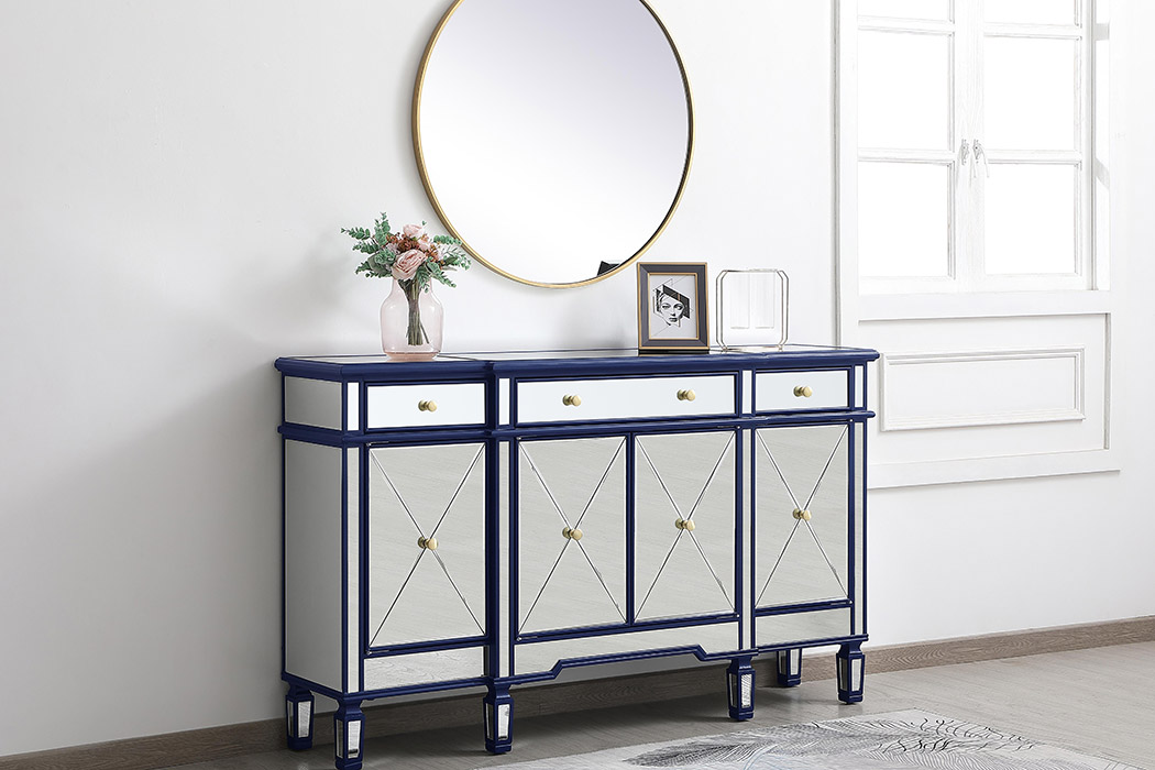 Elegant 60" Mirrored Credenza - Blue (MF6-1001BL)