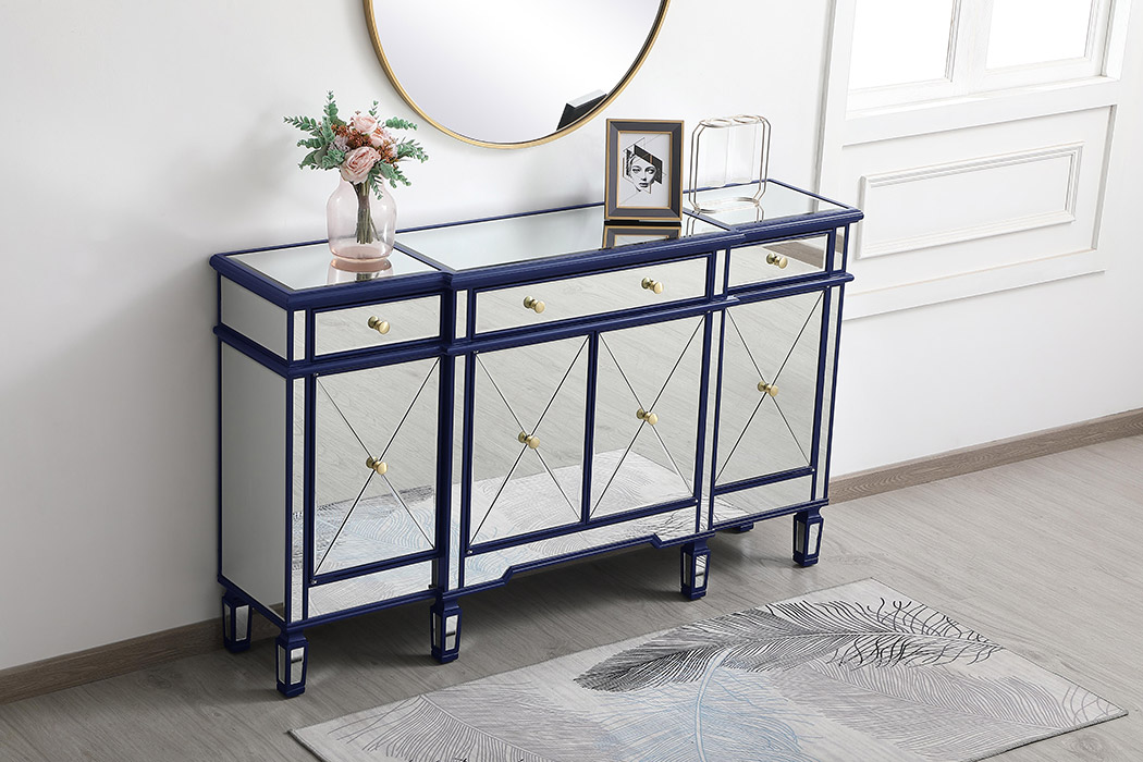 Elegant 60" Mirrored Credenza - Blue (MF6-1001BL)