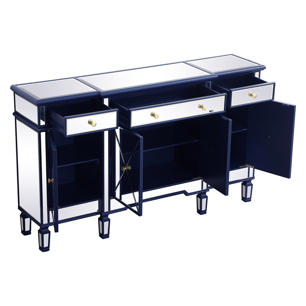 Elegant 60" Mirrored Credenza - Blue (MF6-1001BL)