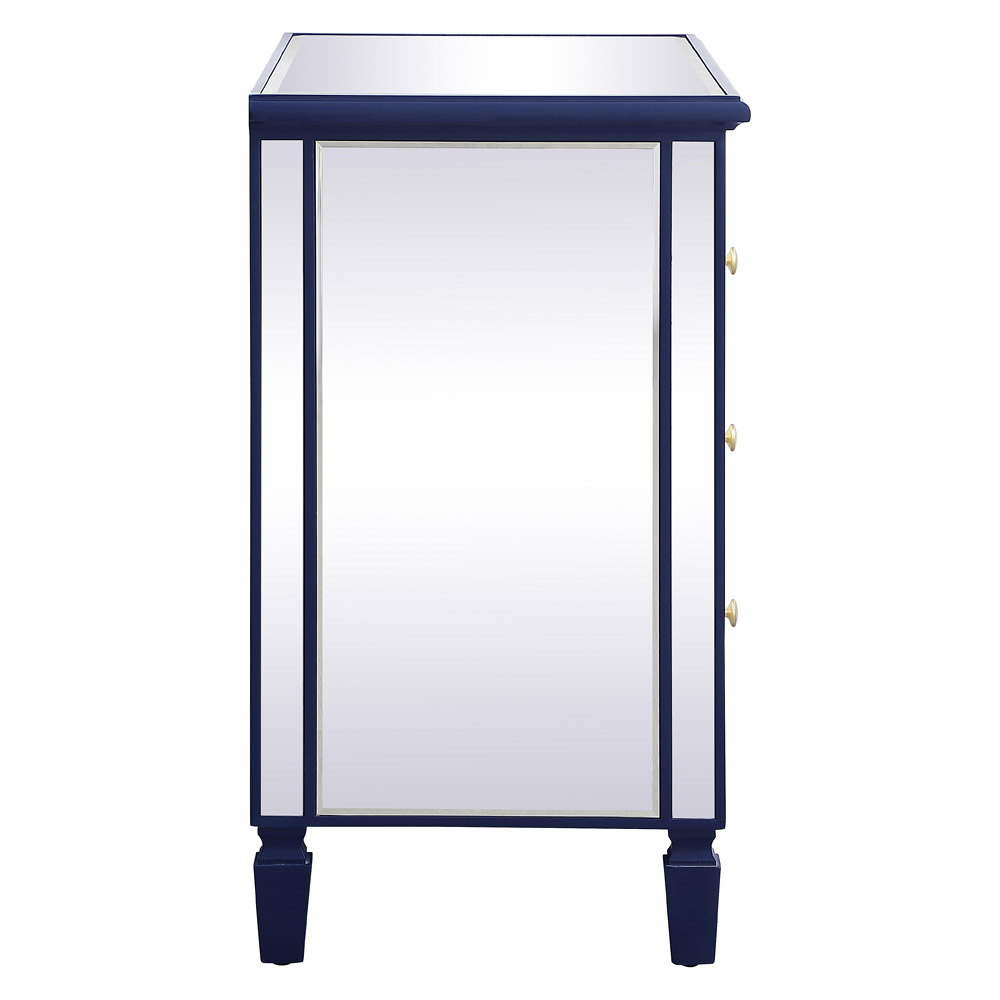 Elegant 33" Mirrored 3 Drawer Chest - Blue (MF6-1019BL)