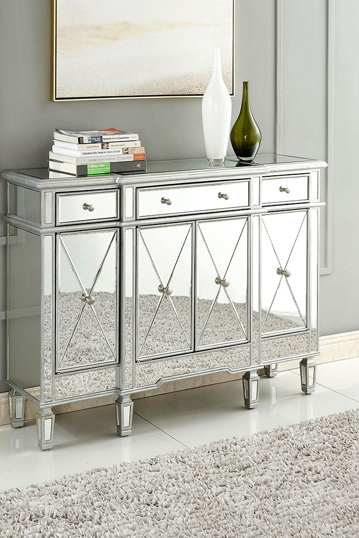 Elegant 3 Drawer 4 Door Cabinet - Silver (MF6-1111SC)