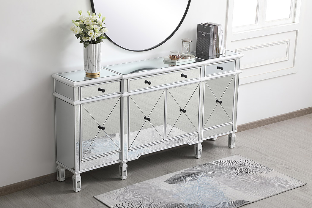 Elegant 72" Mirrored Credenza - White (MF6-2111AW)