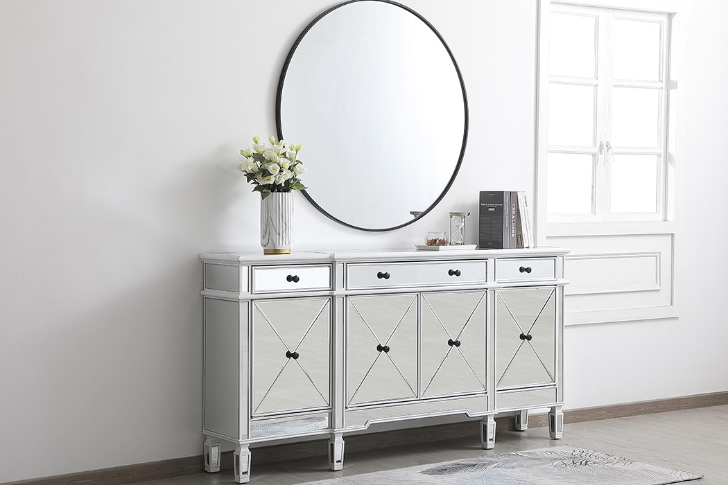 Elegant 72" Mirrored Credenza - White (MF6-2111AW)