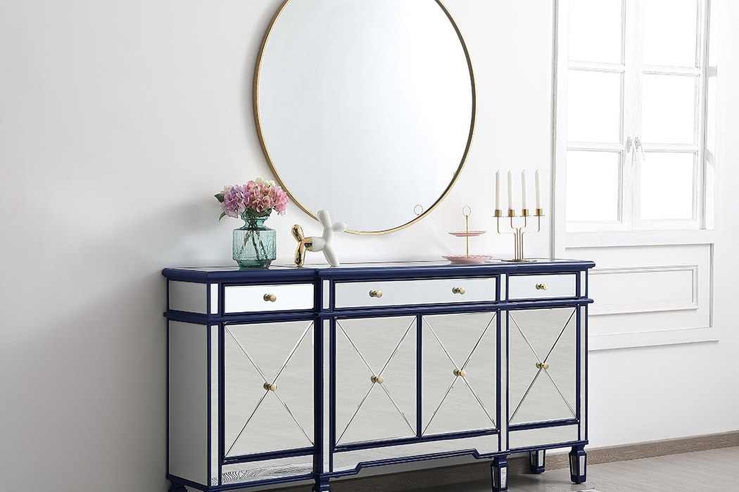 Elegant 72" Mirrored Credenza - Blue (MF6-2111BL)