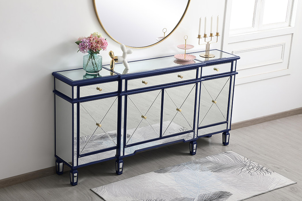 Elegant 72" Mirrored Credenza - Blue (MF6-2111BL)