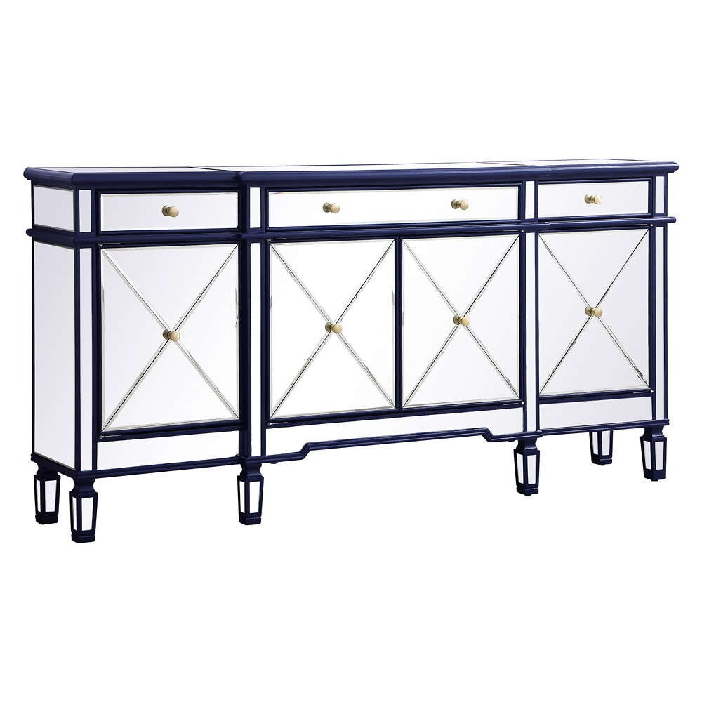 Elegant 72" Mirrored Credenza - Blue (MF6-2111BL)