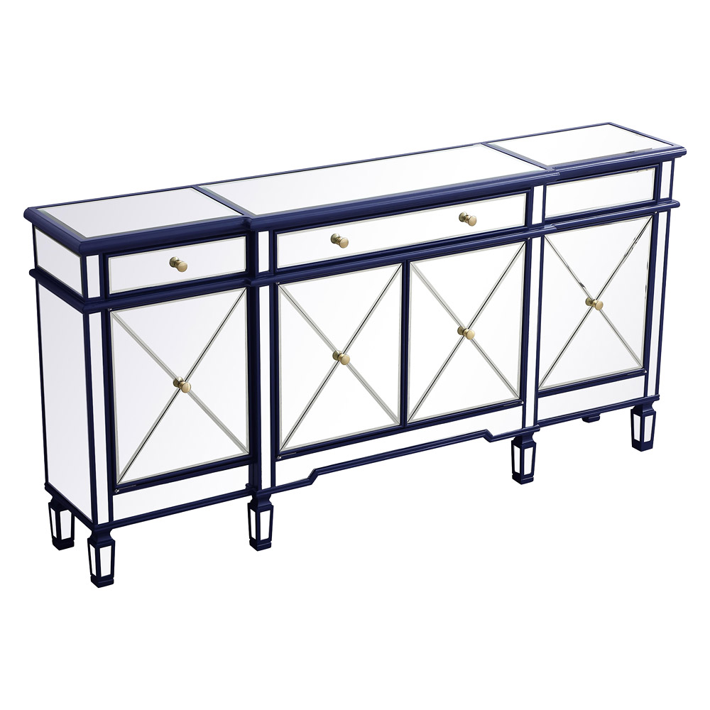 Elegant 72" Mirrored Credenza - Blue (MF6-2111BL)