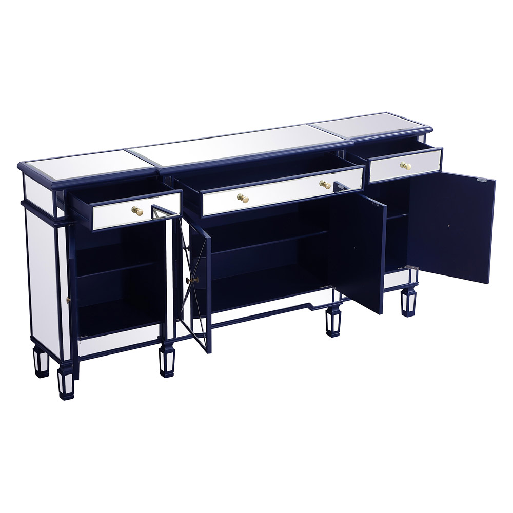 Elegant 72" Mirrored Credenza - Blue (MF6-2111BL)