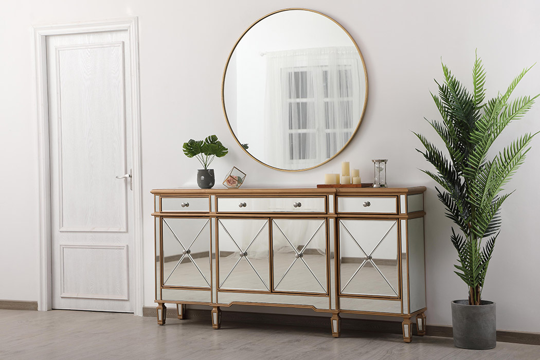 Elegant 72" Mirrored Credenza - Gold (MF6-2111GC)