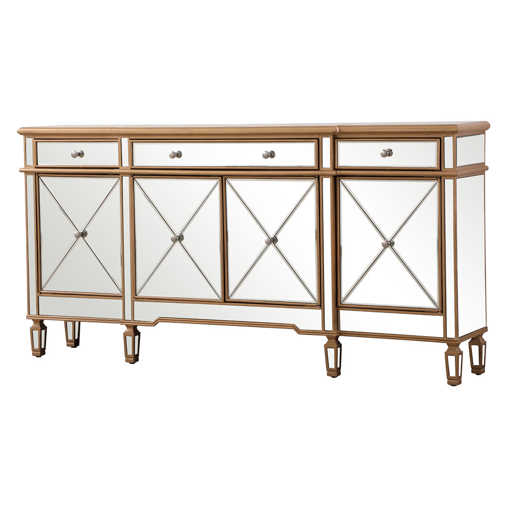 Elegant 72" Mirrored Credenza - Gold (MF6-2111GC)