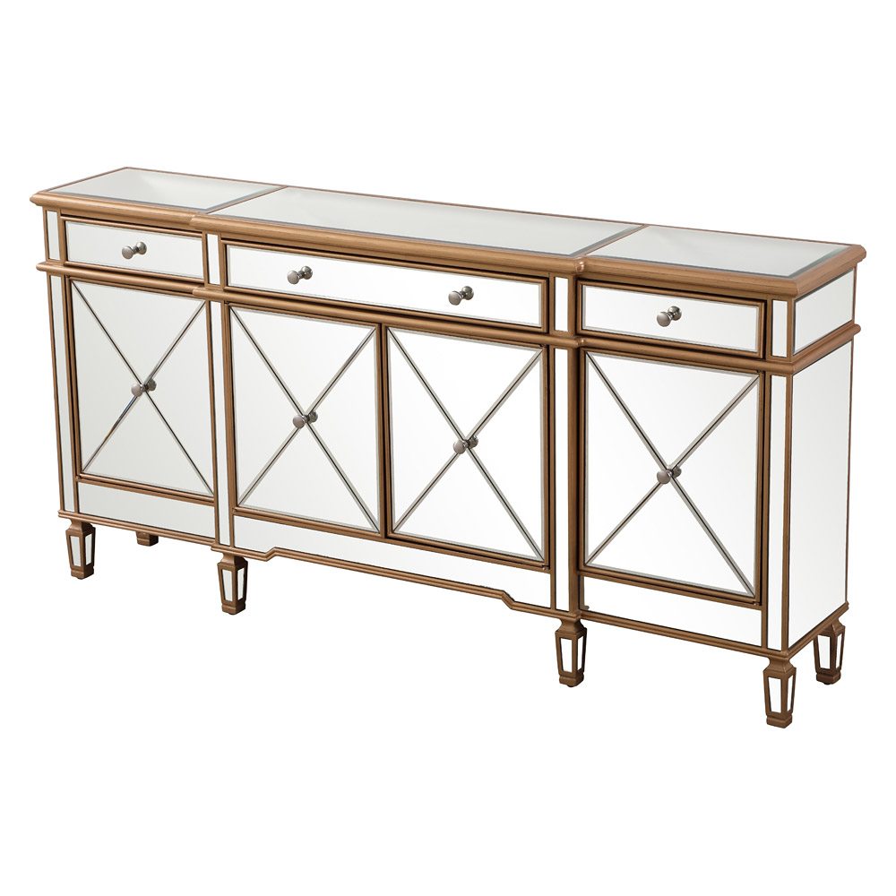 Elegant 72" Mirrored Credenza - Gold (MF6-2111GC)