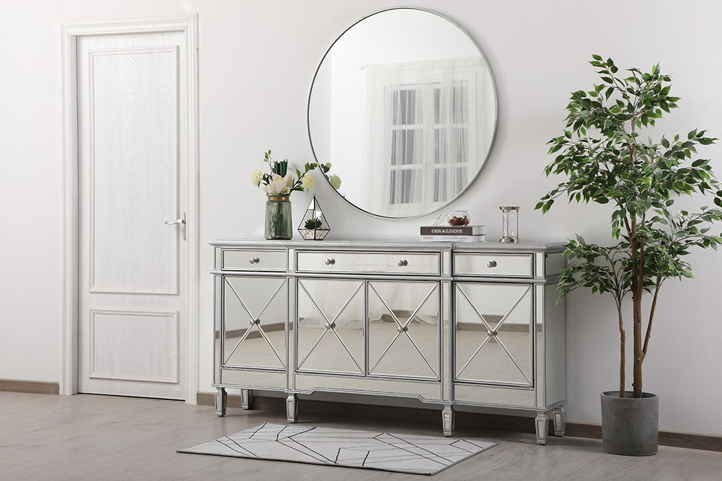 Elegant 72" Mirrored Credenza - Silver (MF6-2111SC)