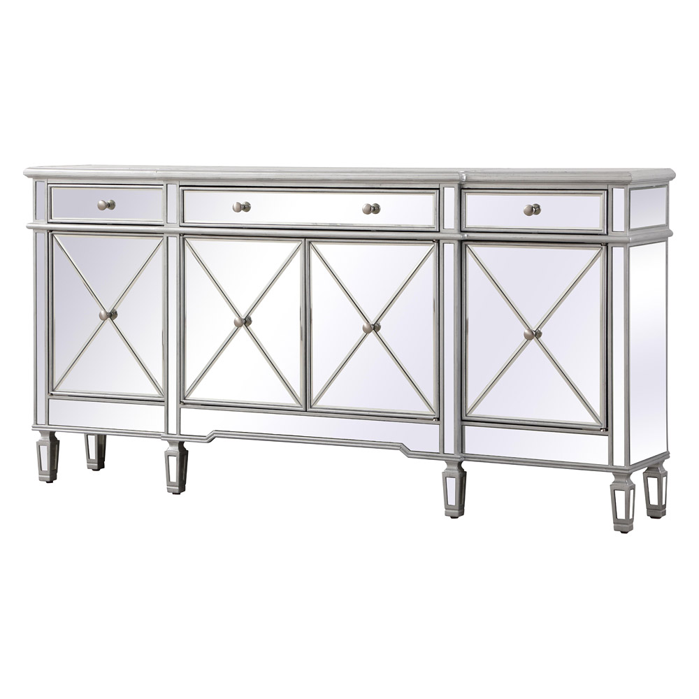 Elegant 72" Mirrored Credenza - Silver (MF6-2111SC)