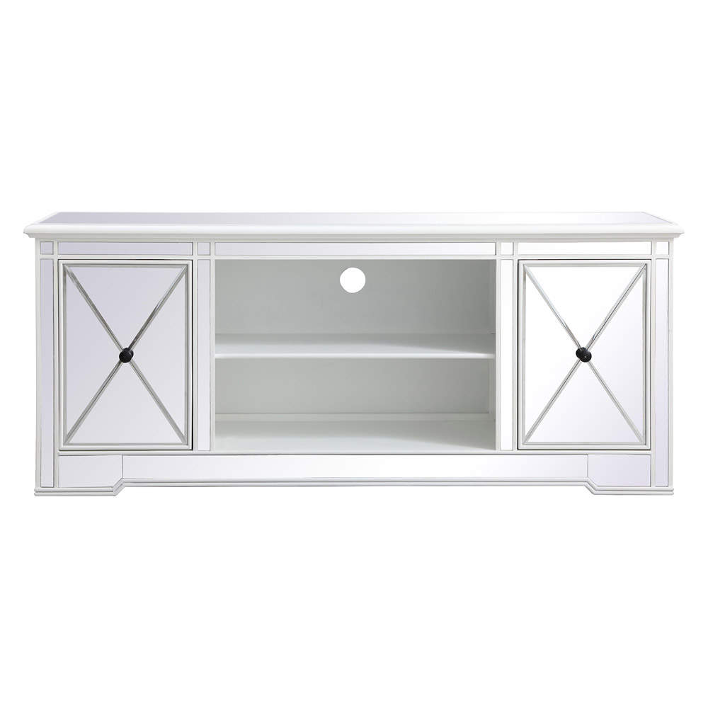 Elegant - Modern Mirrored TV Stand with Crystal Fireplace (PNT-MF60160)