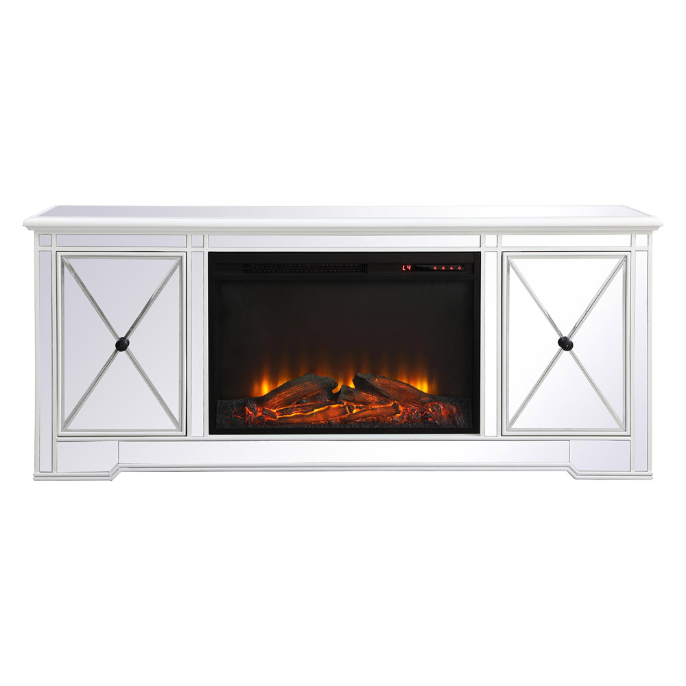 Elegant - Modern Mirrored TV Stand with Crystal Fireplace (PNT-MF60160)