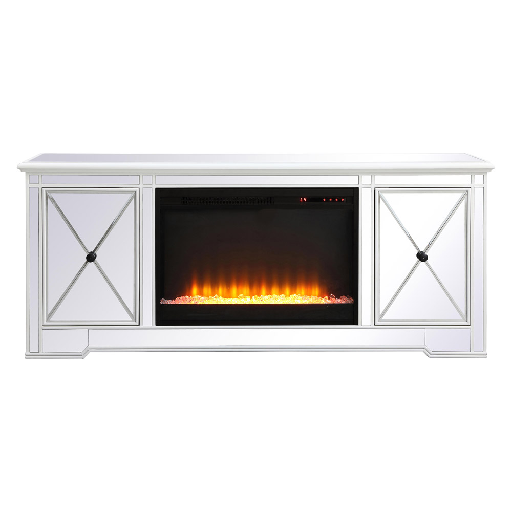 Elegant - Modern Mirrored TV Stand with Crystal Fireplace (PNT-MF60160)