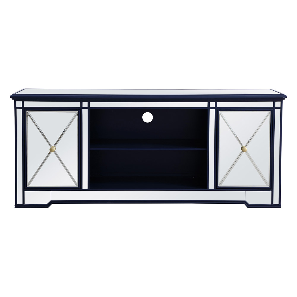 Elegant - Modern Mirrored TV Stand with Crystal Fireplace (PNT-MF60160)