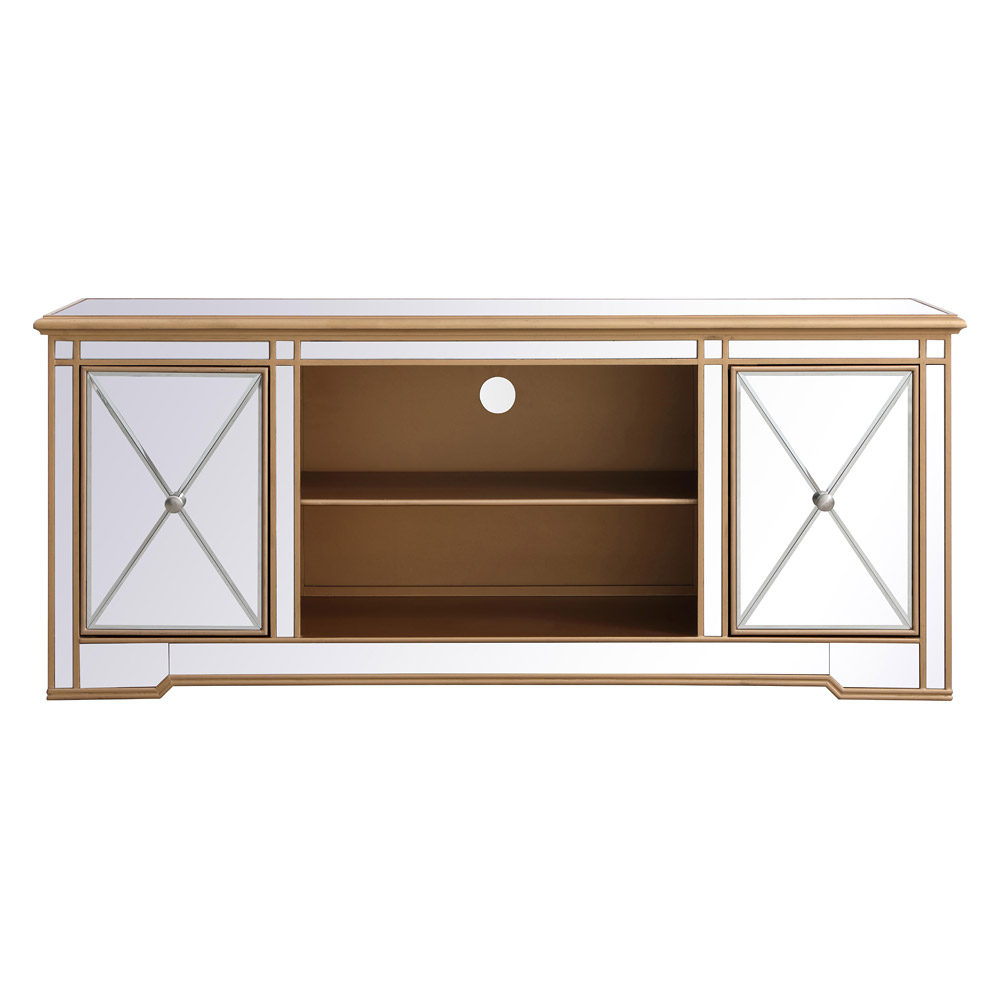 Elegant - Modern Mirrored TV Stand with Crystal Fireplace (PNT-MF60160)