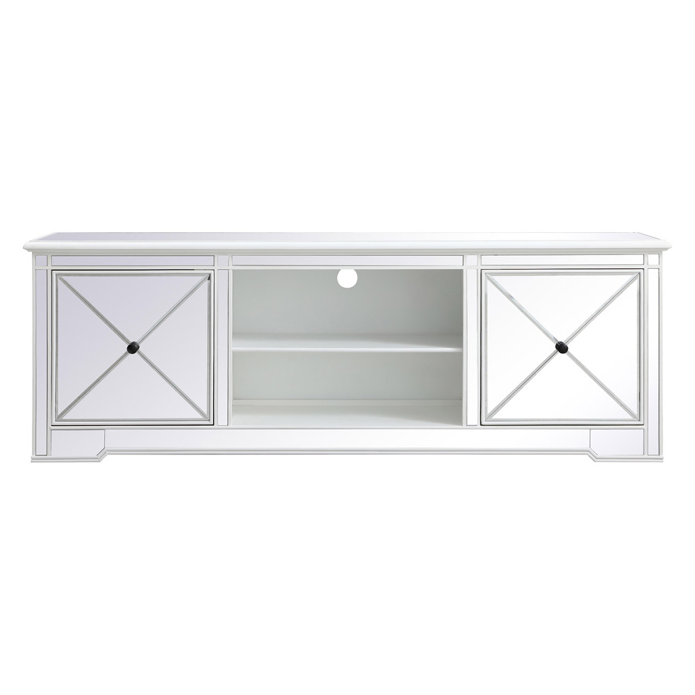 Elegant - Modern Mirrored TV Stand with Crystal Fireplace (PNT-MF60172)