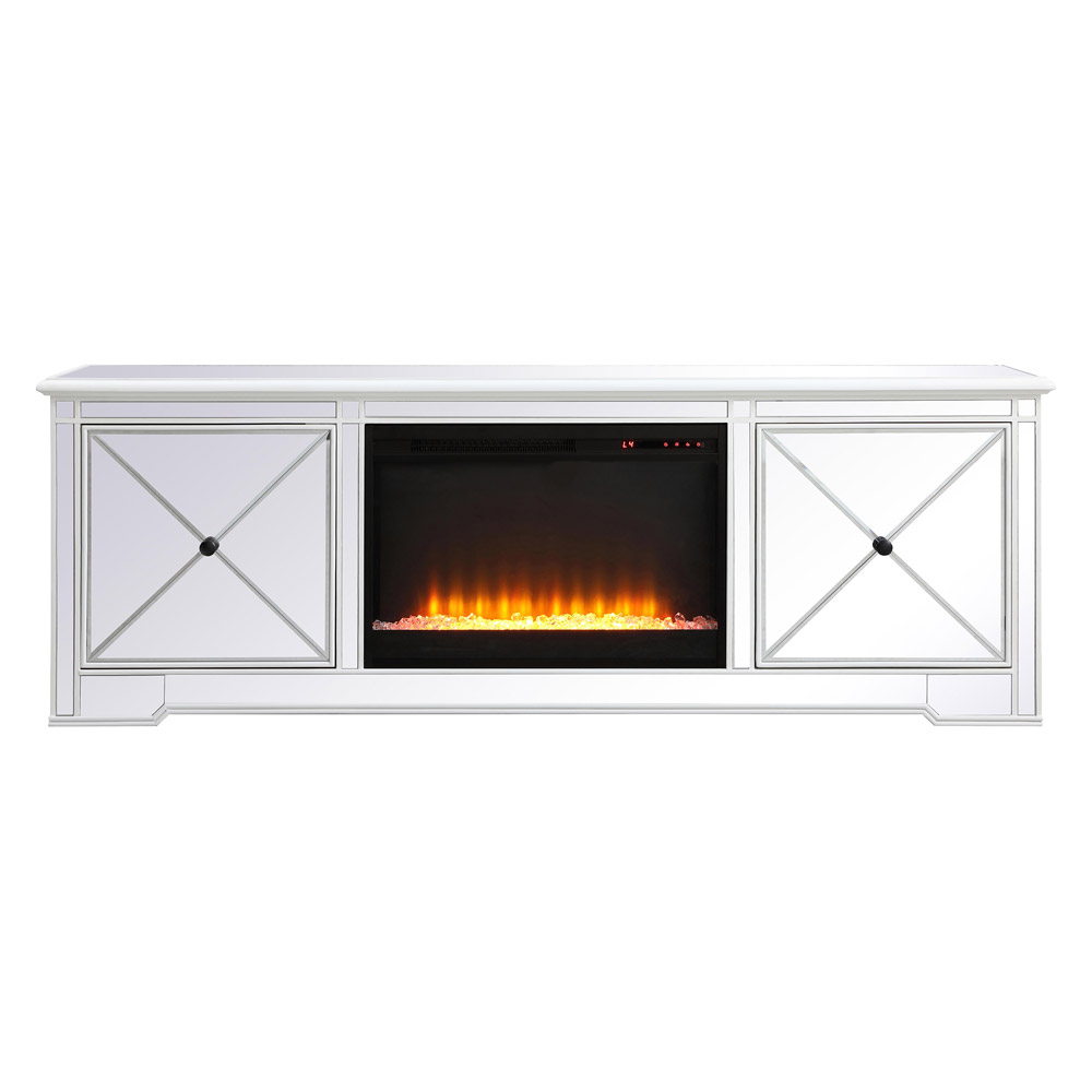 Elegant - Modern Mirrored TV Stand with Crystal Fireplace (PNT-MF60172)