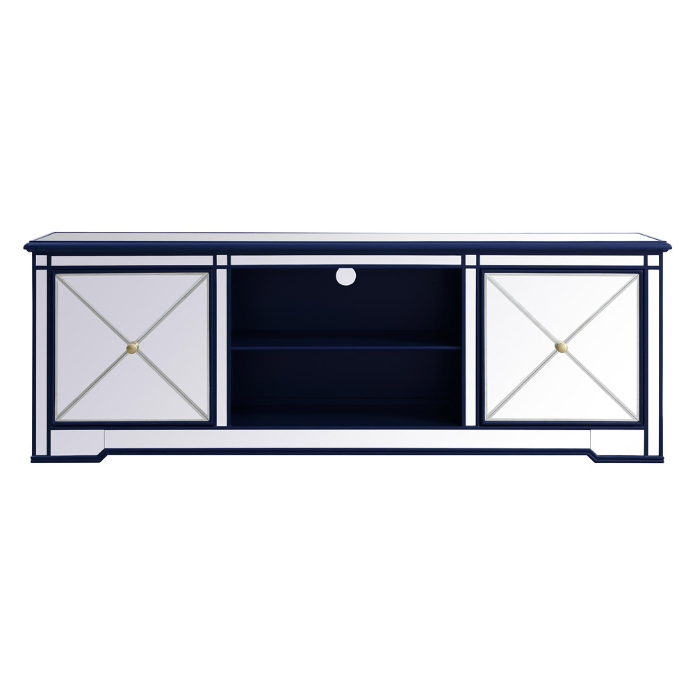 Elegant - Modern Mirrored TV Stand with Crystal Fireplace (PNT-MF60172)