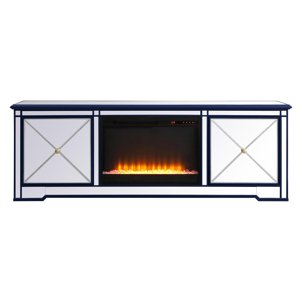 Elegant - Modern Mirrored TV Stand with Crystal Fireplace (PNT-MF60172)