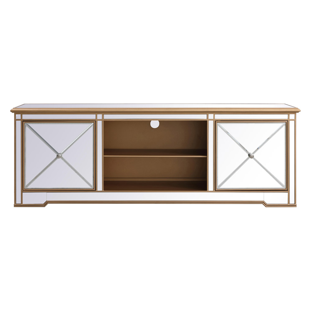 Elegant - Modern Mirrored TV Stand with Crystal Fireplace (PNT-MF60172)