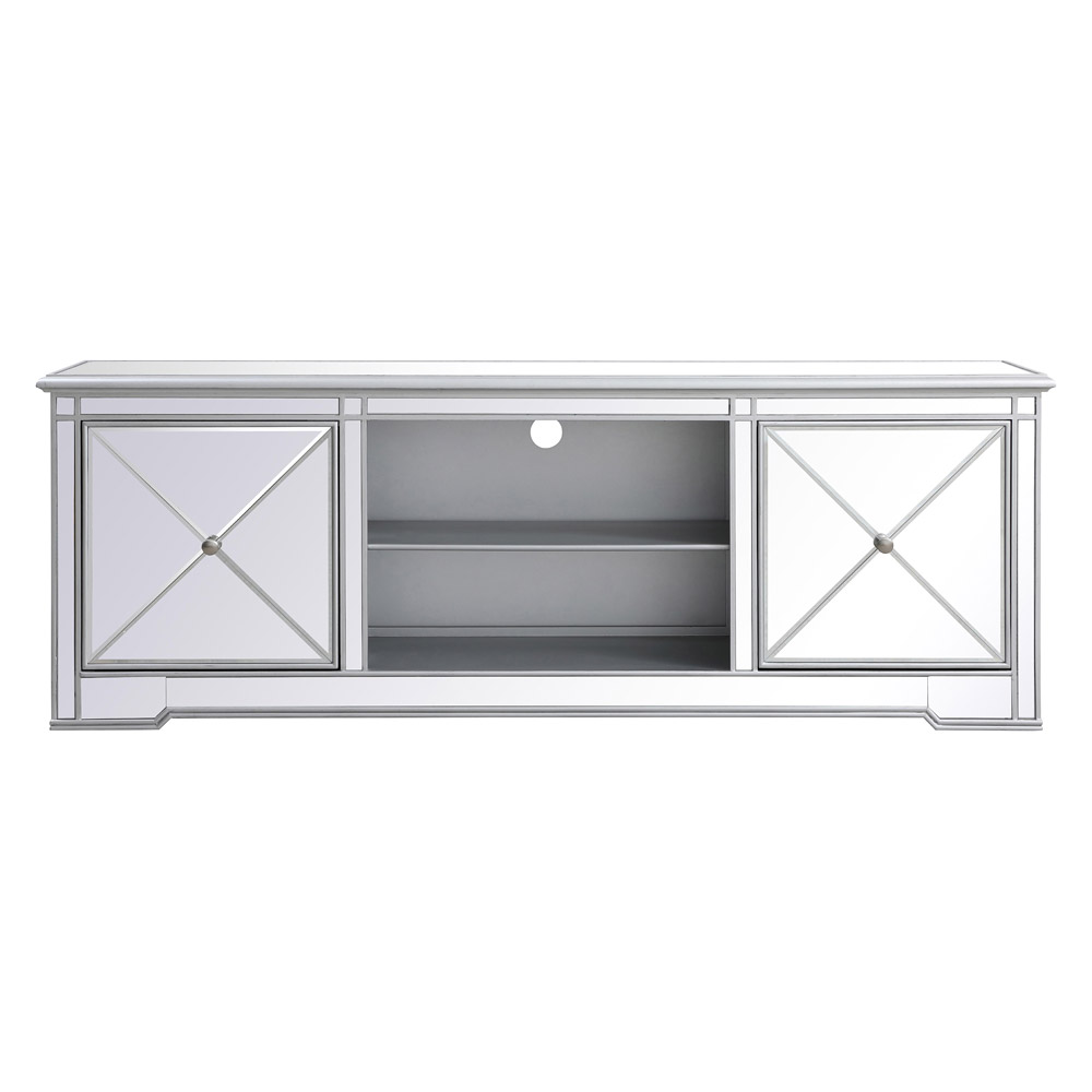 Elegant - Modern Mirrored TV Stand with Crystal Fireplace (PNT-MF60172)