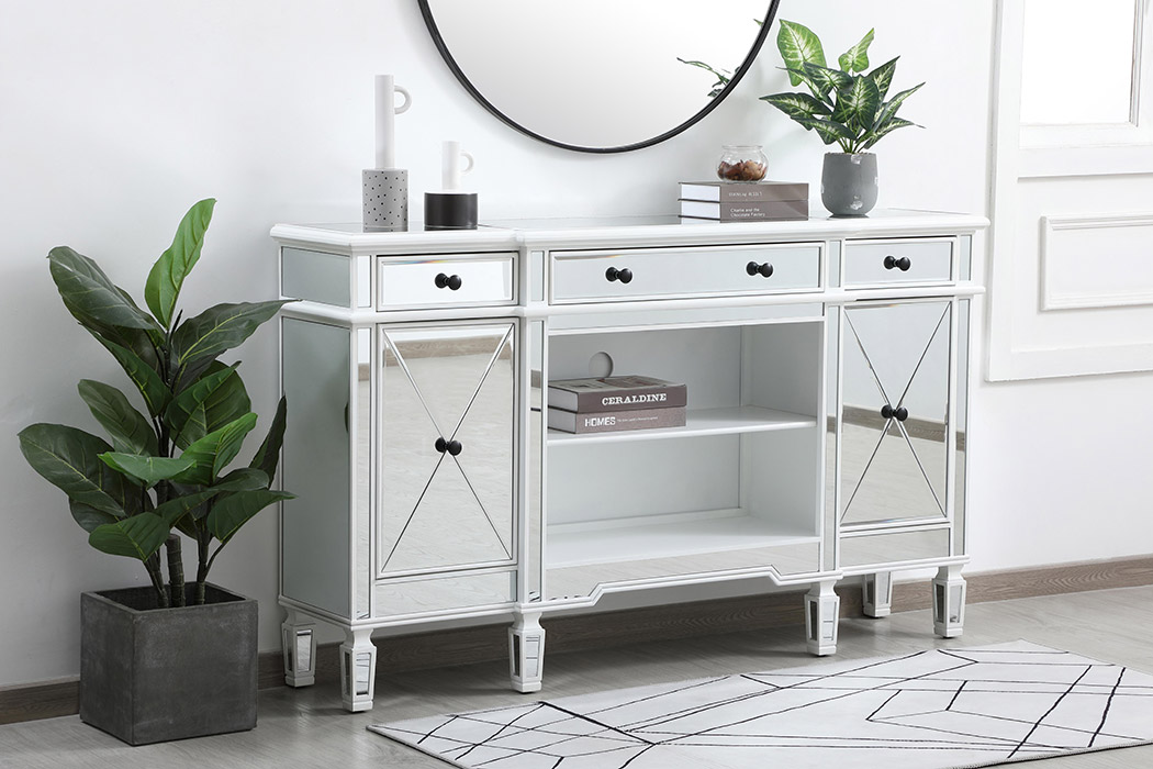 Elegant Contempo 60" Mirrored Credenza - White (MF61060AW)