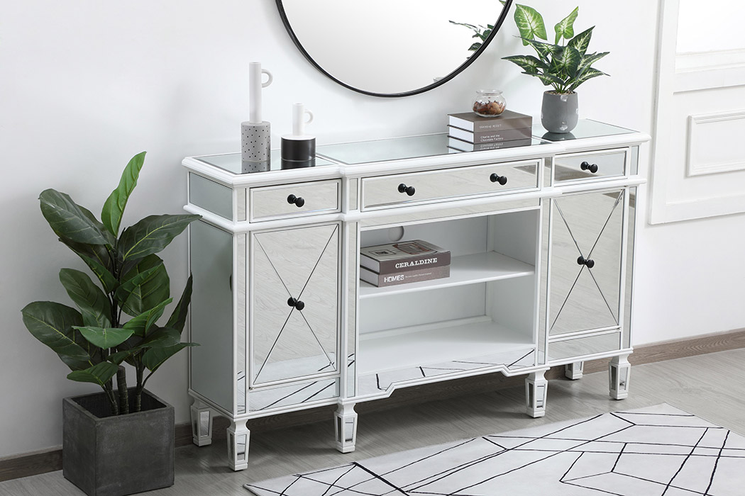 Elegant Contempo 60" Mirrored Credenza - White (MF61060AW)