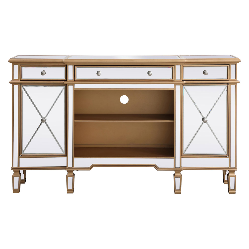 Elegant - Contempo Mirrored Credenza with Wood Fireplace (PNT-MF61060)