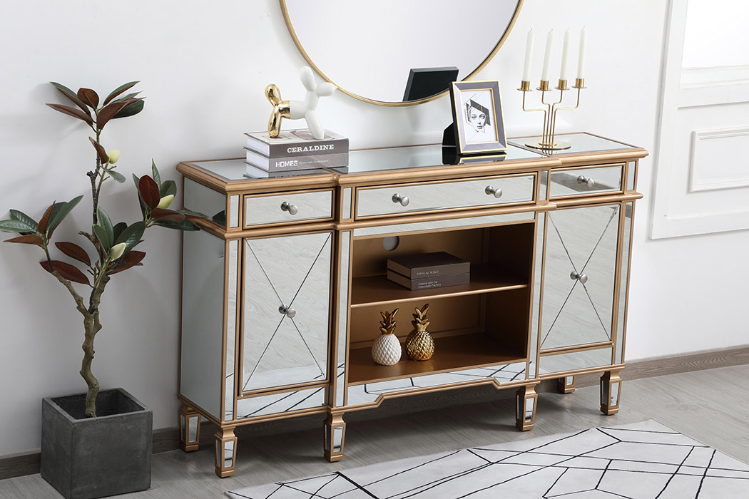 Elegant Contempo 60" Mirrored Credenza - Gold (MF61060G)