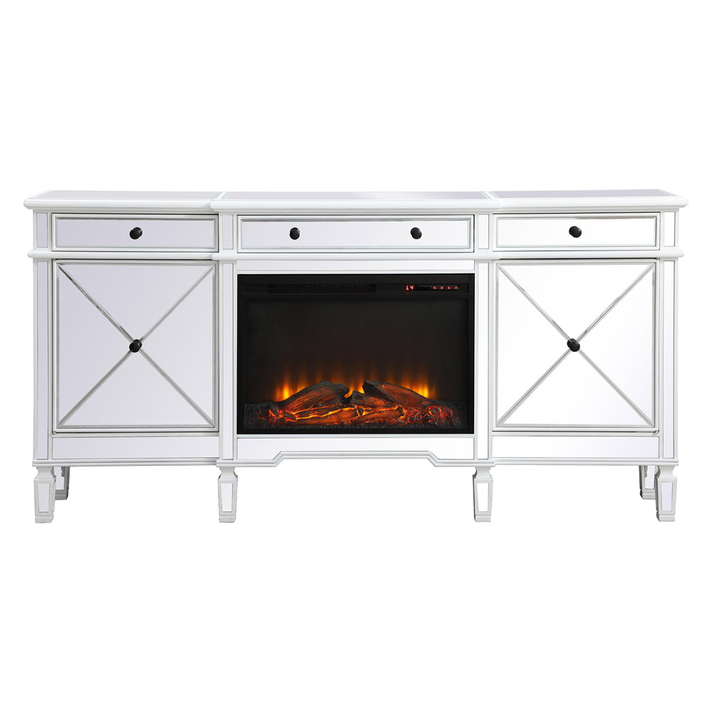 Elegant - Contempo Mirrored Credenza with Wood Fireplace (PNT-MF61072)