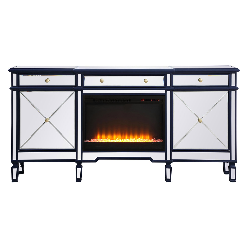 Elegant - Contempo Mirrored Credenza with Wood Fireplace (PNT-MF61072)