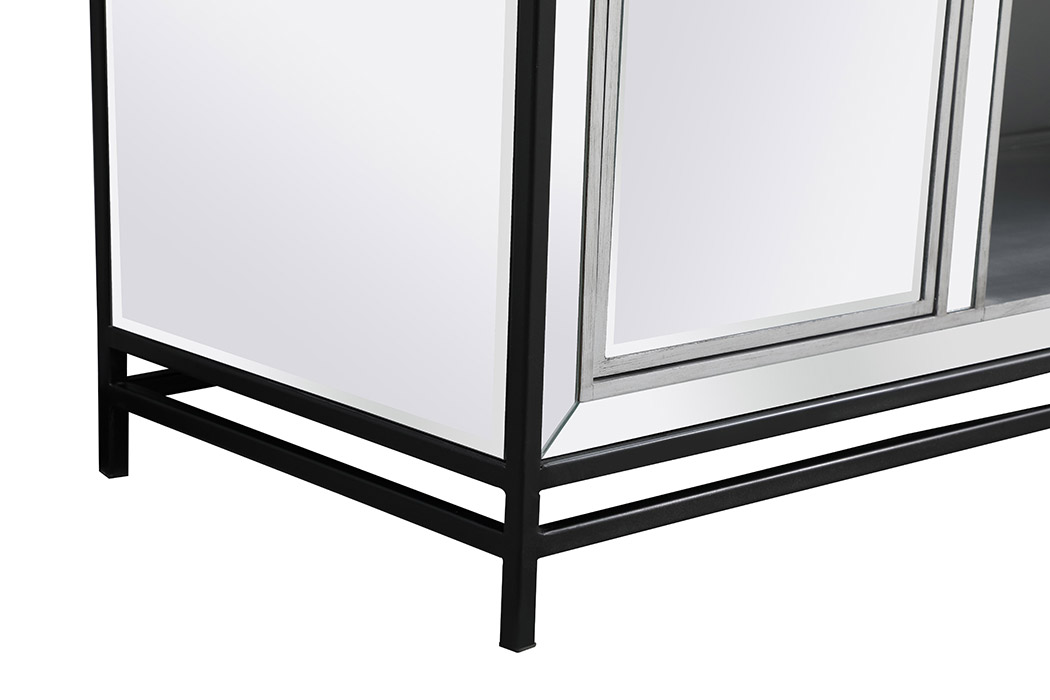 Elegant 60" Mirrored TV Stand - Black (MF701BK)