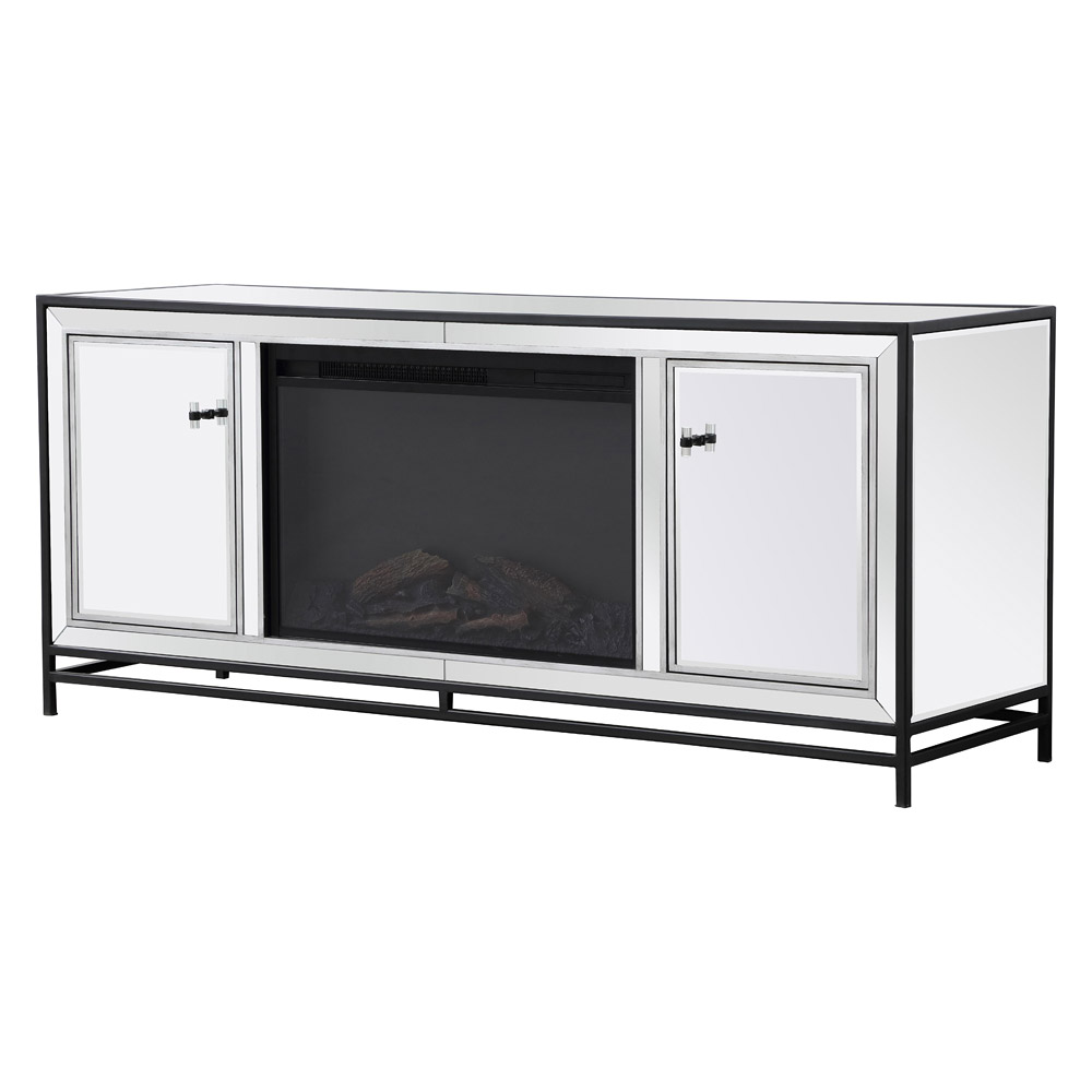 Elegant 60" Mirrored TV Stand - Black (MF701BK-F1)