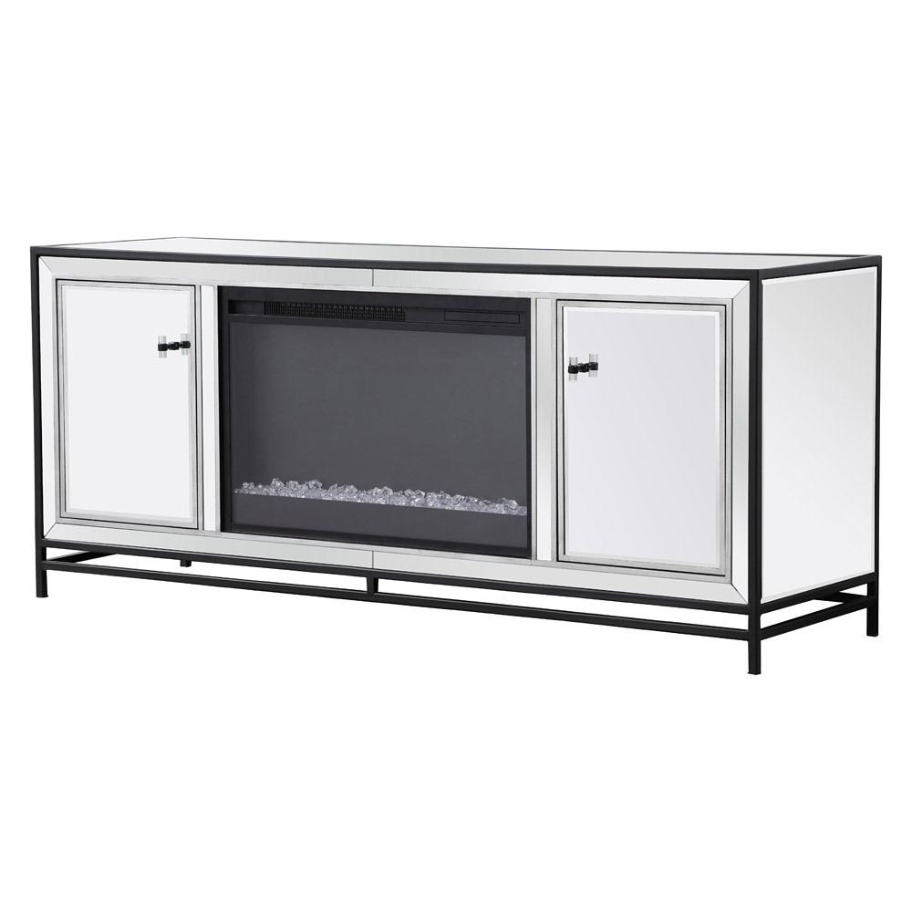 Elegant 60" Mirrored TV Stand - Black (MF701BK-F2)