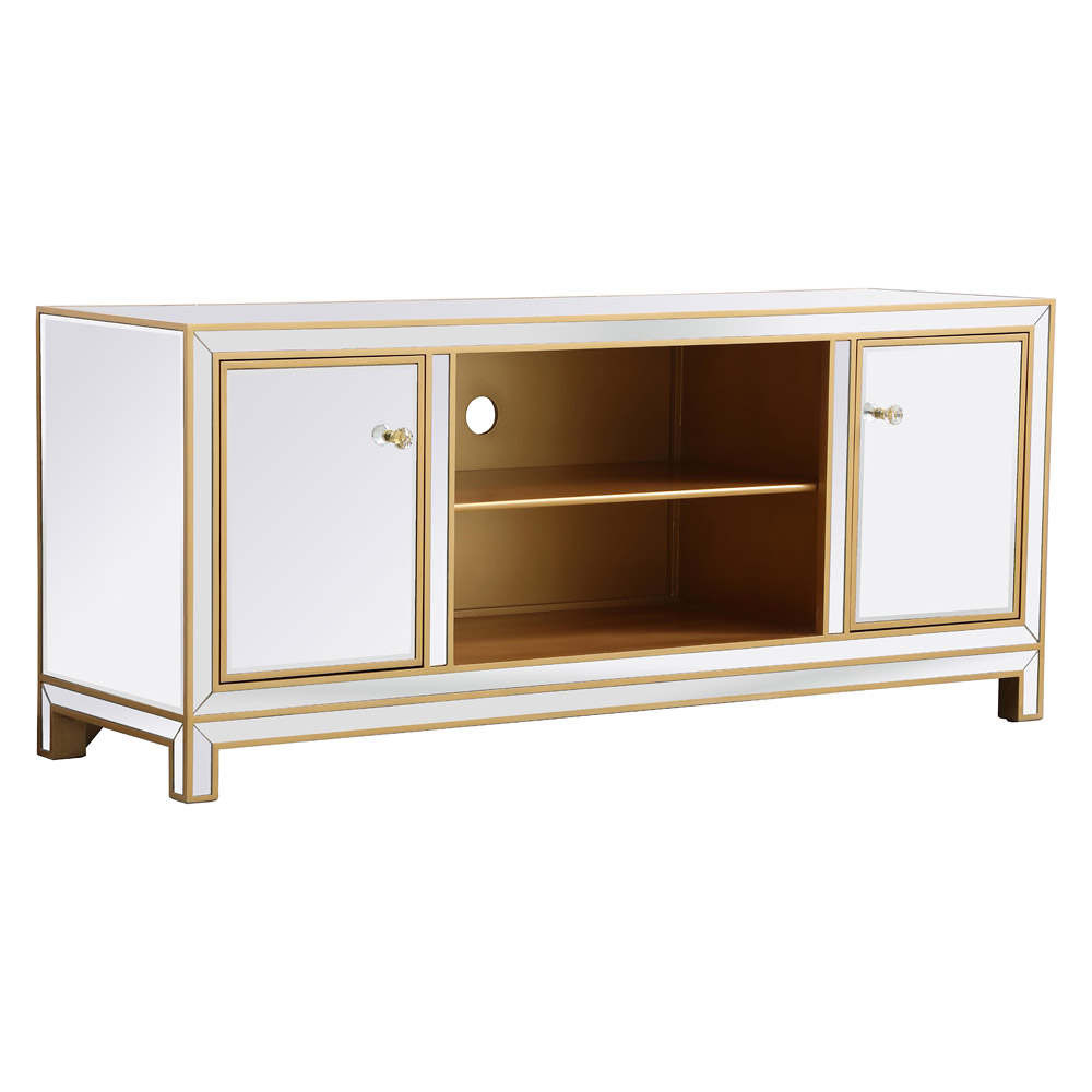 Elegant 60" Mirrored TV Stand - Gold (MF701G)