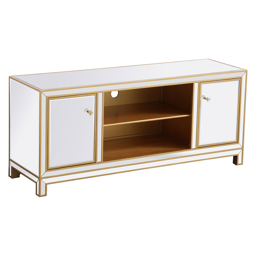 Elegant 60" Mirrored TV Stand - Gold (MF701G)