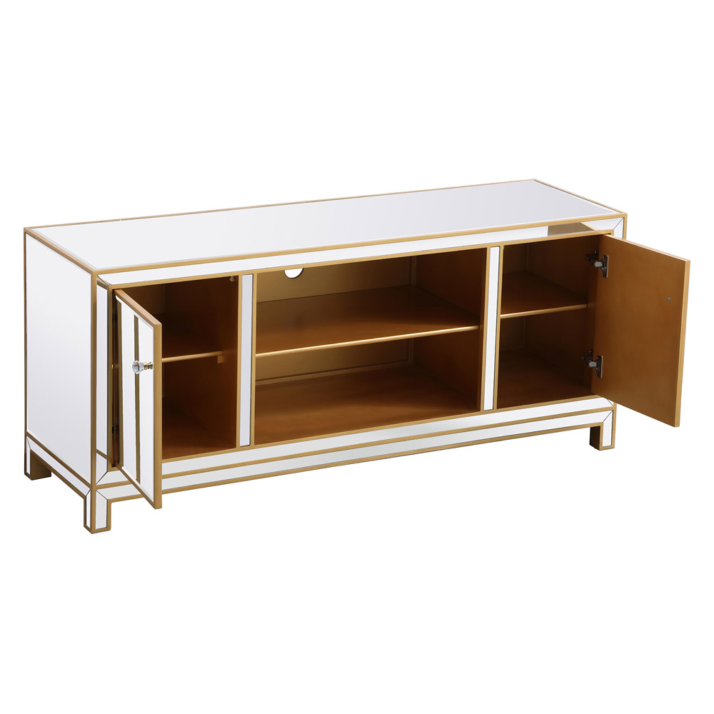 Elegant 60" Mirrored TV Stand - Gold (MF701G)